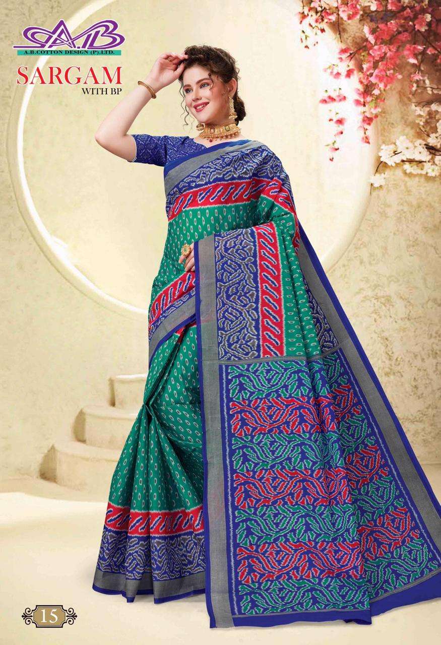 SARGAM BY A.B. FASHION 09 TO 26 INDIAN TRADITIONAL WEAR COLLECTION BEAUTIFUL STYLISH FANCY COLORFUL PARTY WEAR & OCCASIONAL WEAR MULMUL PURE COTTON PRINT SAREES AT WHOLESALE PRICE