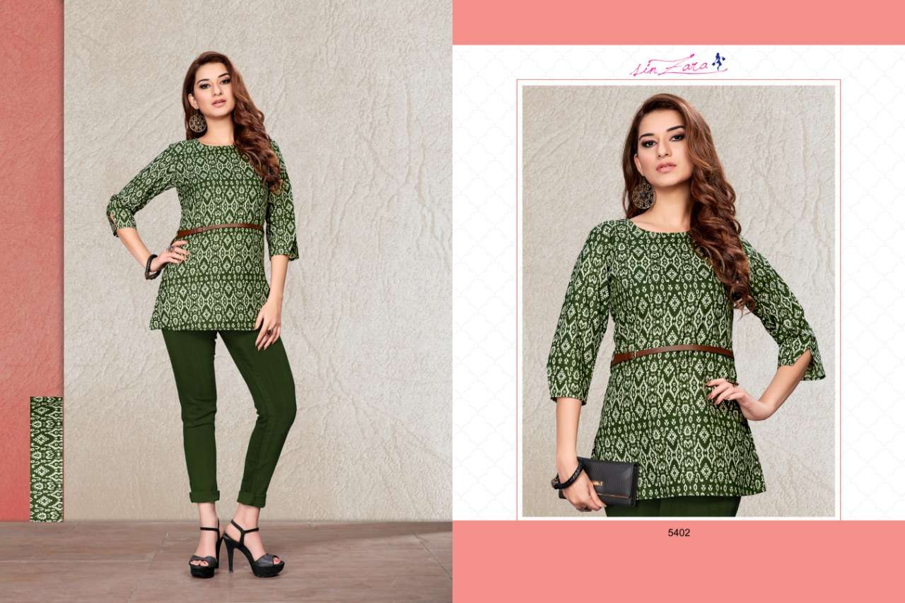 ALPHA BY SIN ZARA 5402 TO 5407 SERIES BEAUTIFUL COLORFUL STYLISH FANCY CASUAL WEAR & ETHNIC WEAR & READY TO WEAR COTTON PRINTED KURTIS AT WHOLESALE PRICE