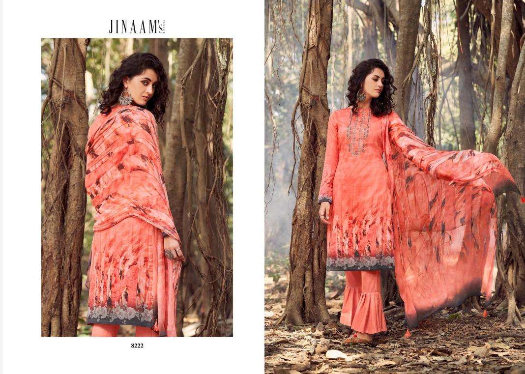 JINAAM MIRZA BY JINAAM DRESSES 8220 TO 8228 SERIES BEAUTIFUL SUITS STYLISH FANCY COLORFUL PARTY WEAR & OCCASIONAL WEAR COTTON SATIN DIGITAL PRINTED DRESSES AT WHOLESALE PRICE