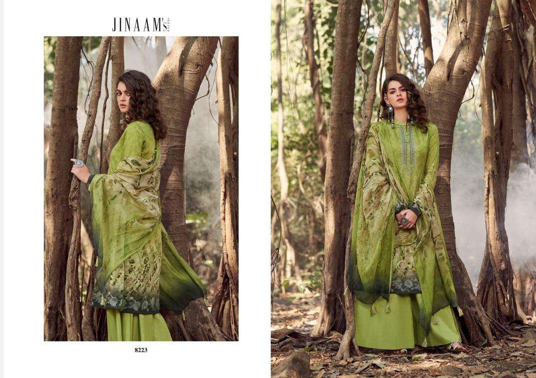 JINAAM MIRZA BY JINAAM DRESSES 8220 TO 8228 SERIES BEAUTIFUL SUITS STYLISH FANCY COLORFUL PARTY WEAR & OCCASIONAL WEAR COTTON SATIN DIGITAL PRINTED DRESSES AT WHOLESALE PRICE