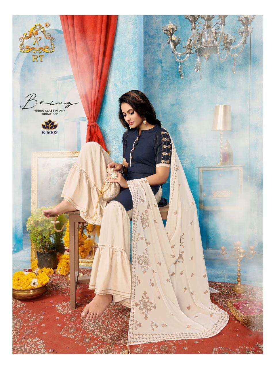 TJORI BY RT 5001 TO 5005 SERIES BEAUTIFUL STYLISH SHARARA SUITS FANCY COLORFUL CASUAL WEAR & ETHNIC WEAR & READY TO WEAR HEAVY VISCOSE PRINTED DRESSES AT WHOLESALE PRICE