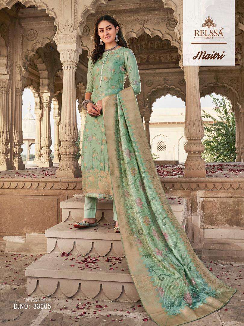 MAITRI BY SAJJAN 33001 TO 33007 SERIES BEAUTIFUL SUITS STYLISH FANCY COLORFUL PARTY WEAR & OCCASIONAL WEAR TANSUI SILK DRESSES AT WHOLESALE PRICE