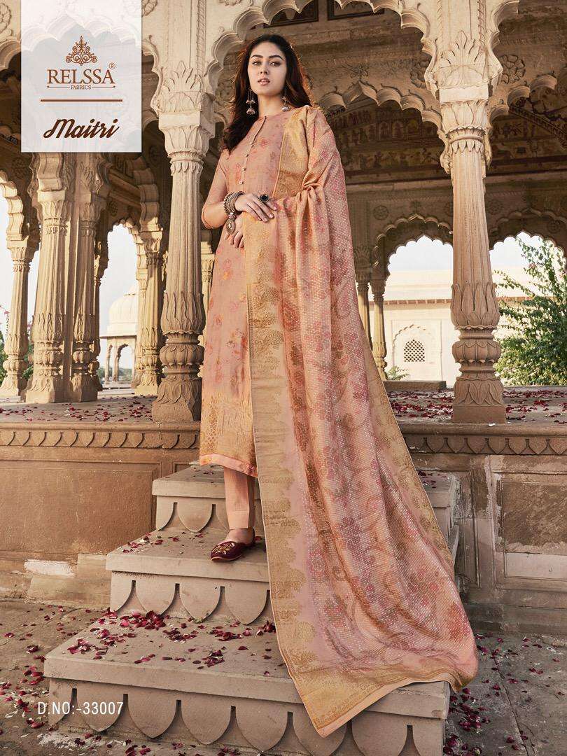 MAITRI BY SAJJAN 33001 TO 33007 SERIES BEAUTIFUL SUITS STYLISH FANCY COLORFUL PARTY WEAR & OCCASIONAL WEAR TANSUI SILK DRESSES AT WHOLESALE PRICE