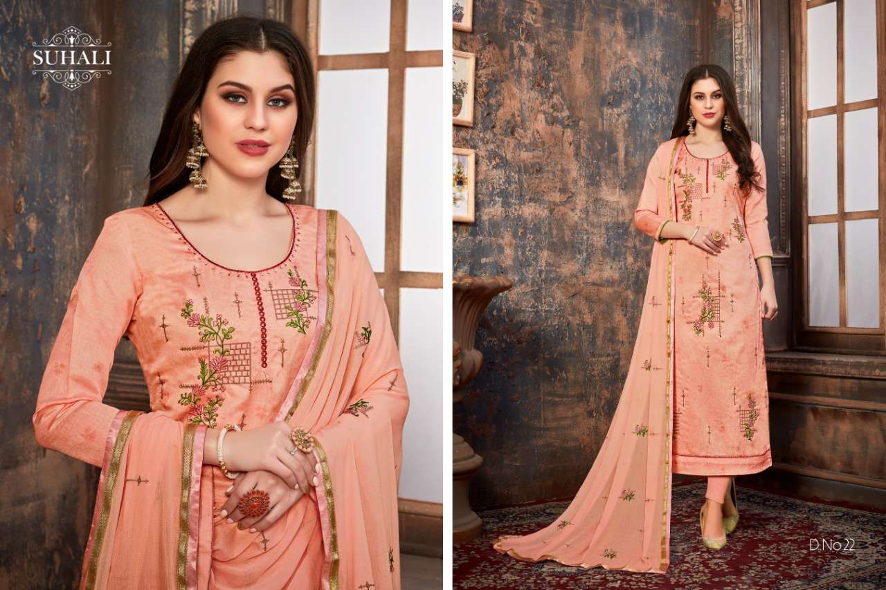 KASHEESH BY SUHALI 21 TO 24 SERIES BEAUTIFUL SUITS STYLISH FANCY COLORFUL PARTY WEAR & OCCASIONAL WEAR SHINING SILK COTTON DRESSES AT WHOLESALE PRICE