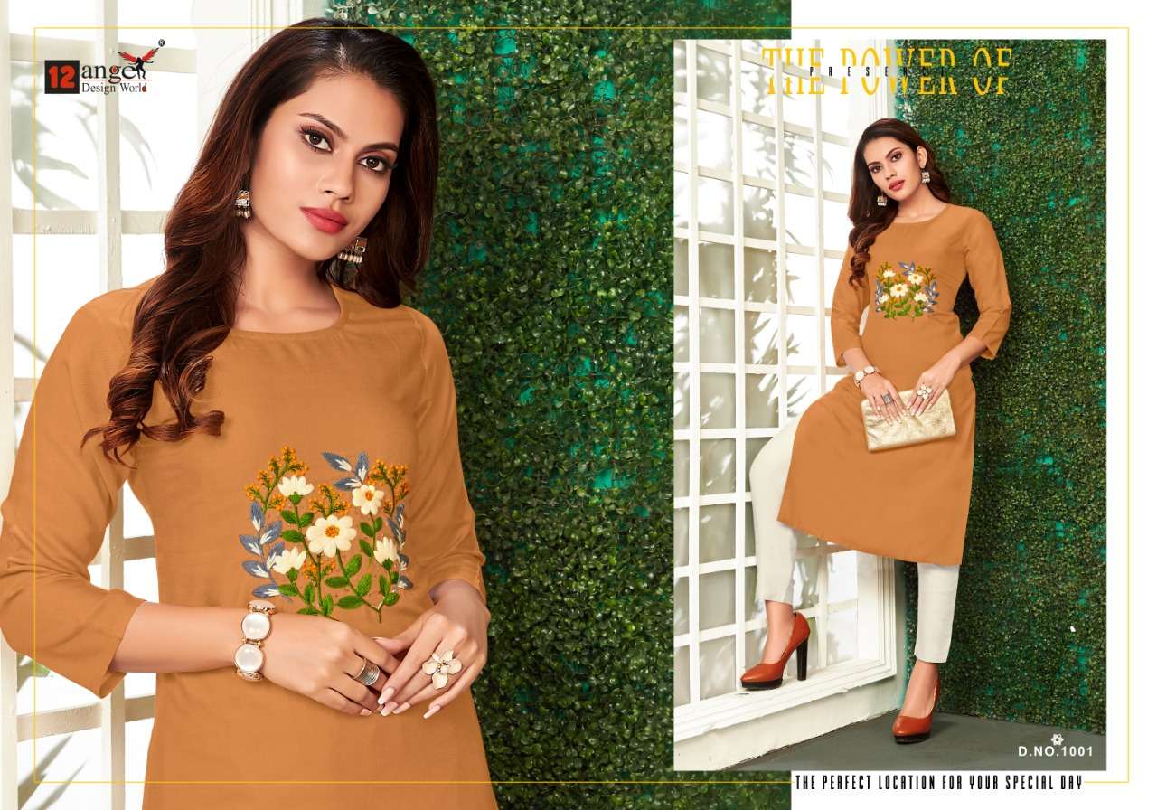 TIKTOK BY 12 ANGEL 1001 TO 1008 SERIES BEAUTIFUL STYLISH FANCY COLORFUL CASUAL WEAR & ETHNIC WEAR & READY TO WEAR HEAVY RAYON KURTIS AT WHOLESALE PRICE