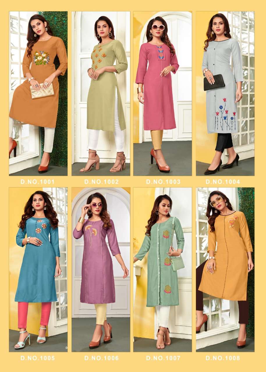 TIKTOK BY 12 ANGEL 1001 TO 1008 SERIES BEAUTIFUL STYLISH FANCY COLORFUL CASUAL WEAR & ETHNIC WEAR & READY TO WEAR HEAVY RAYON KURTIS AT WHOLESALE PRICE