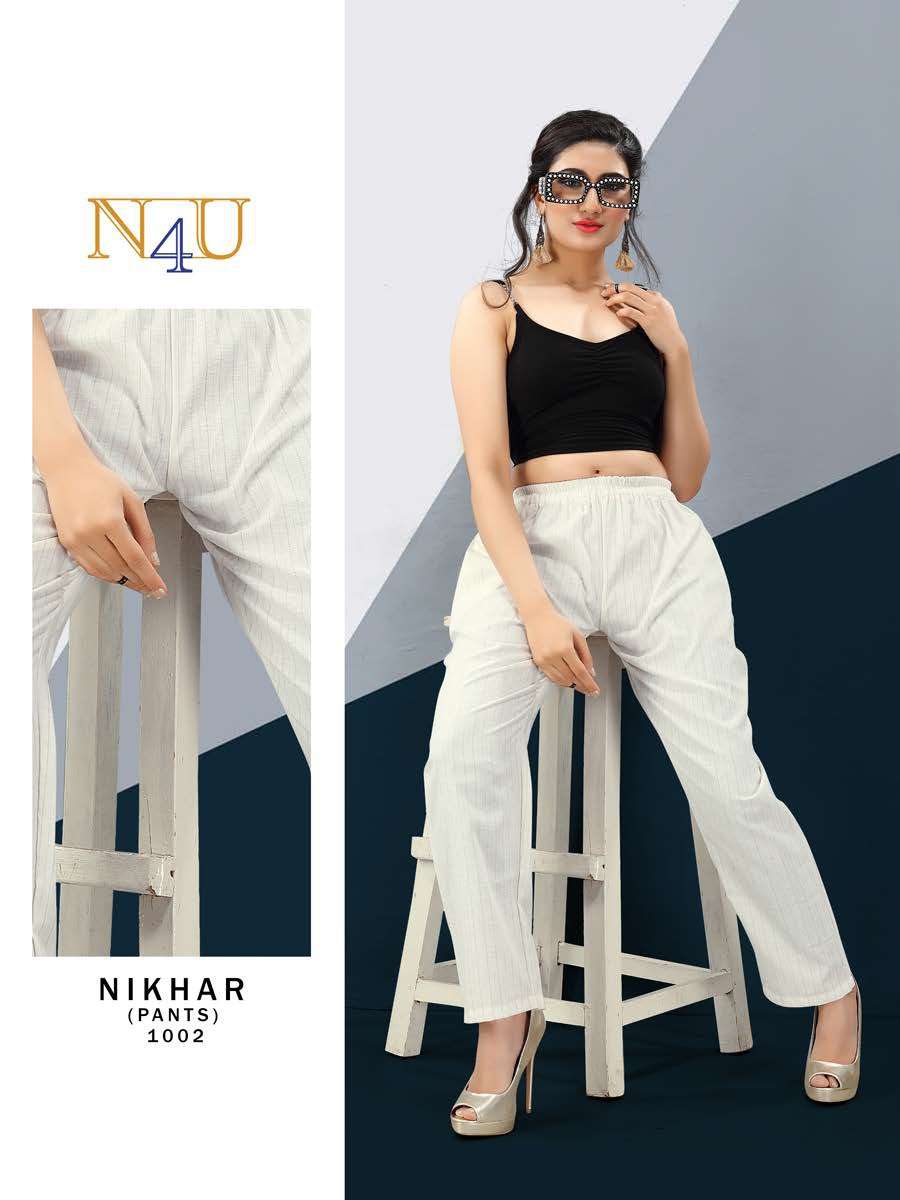 NIKHAR BY N4U 1001 TO 1012 SERIES BEAUTIFUL STYLISH FANCY COLORFUL PARTY WEAR & ETHNIC WEAR LINEN COTTON PRINTED PANTS AT WHOLESALE PRICE