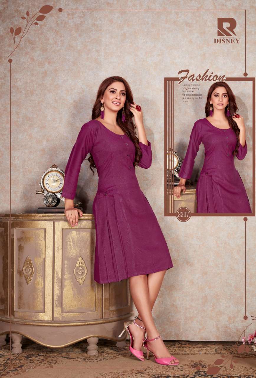 DISNEY BY RAASHI 3301 TO 3310 SERIES STYLISH FANCY BEAUTIFUL COLORFUL CASUAL WEAR & ETHNIC WEAR HEAVY RAYON TWO TONE KURTIS AT WHOLESALE PRICE