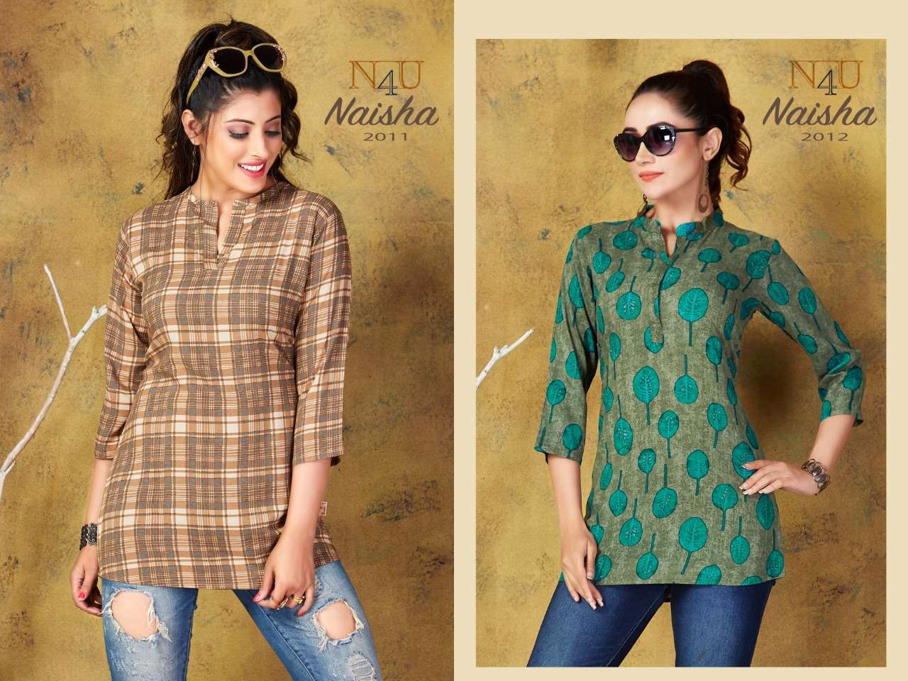 NAISHA BY N4U 2001 TO 2012 SERIES BEAUTIFUL COLORFUL STYLISH FANCY CASUAL WEAR & READY TO WEAR RAYON PRINTED TOPS AT WHOLESALE PRICE