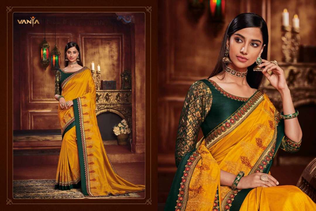 VANYA VOL-14 BY VANYA 2401 TO 2416 SERIES INDIAN TRADITIONAL WEAR COLLECTION BEAUTIFUL STYLISH FANCY COLORFUL PARTY WEAR & OCCASIONAL WEAR FANCY SAREES AT WHOLESALE PRICE