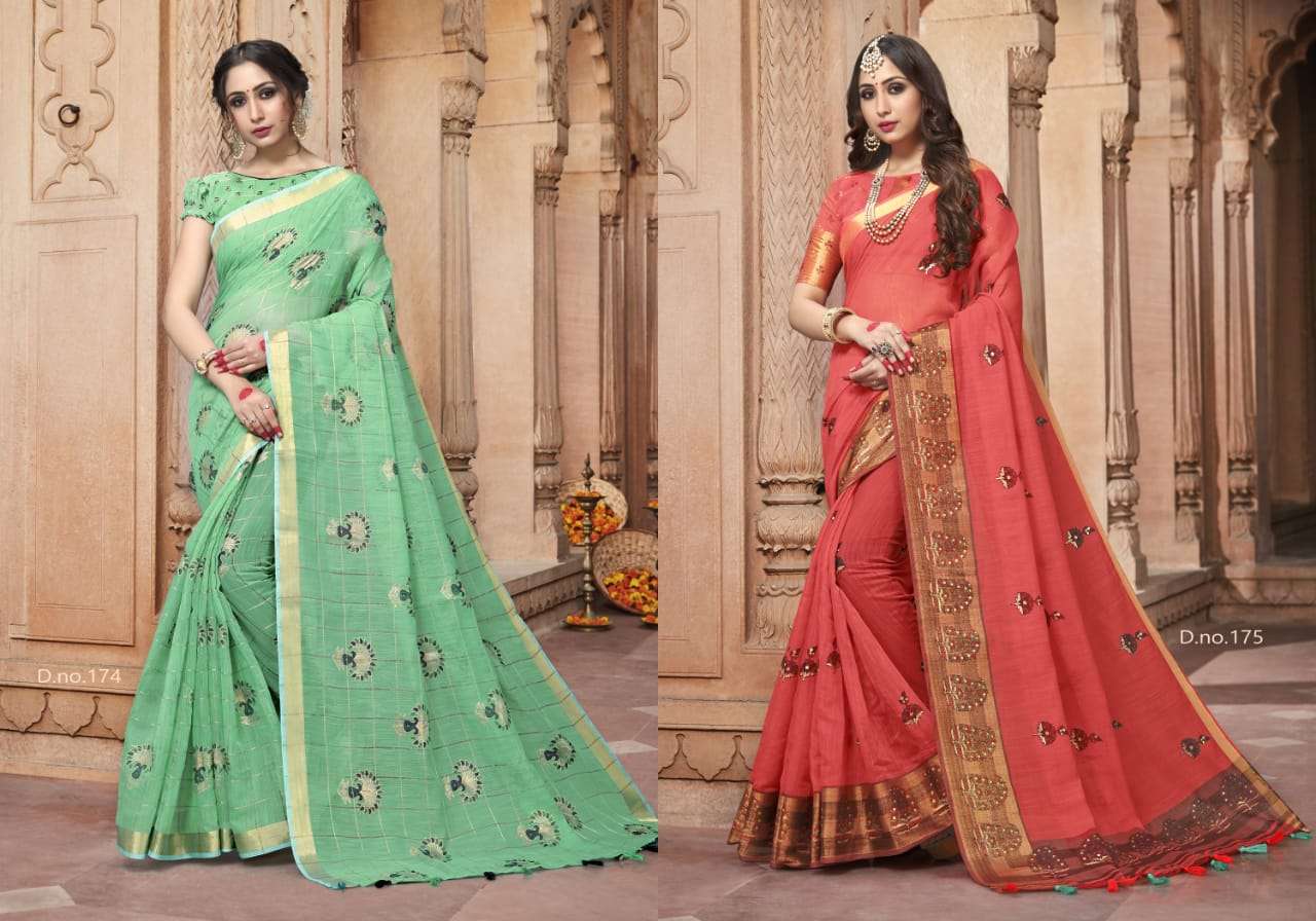 SHREYA BY HRISHI INTERNATIONAL 168 TO 181 SERIES INDIAN TRADITIONAL WEAR COLLECTION BEAUTIFUL STYLISH FANCY COLORFUL PARTY WEAR & OCCASIONAL WEAR COTTON PRINTED SAREES AT WHOLESALE PRICE