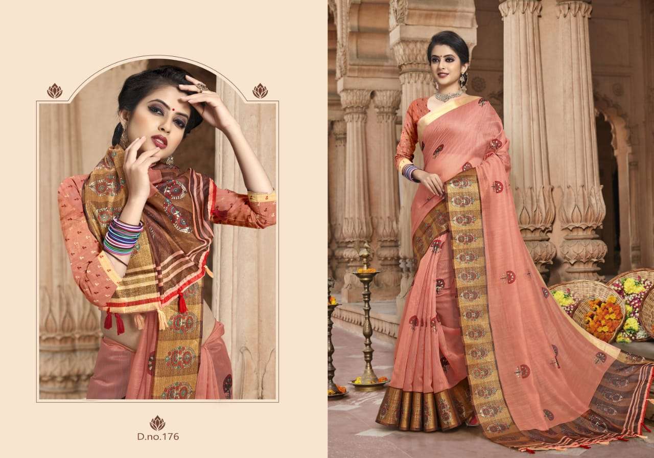 SHREYA BY HRISHI INTERNATIONAL 168 TO 181 SERIES INDIAN TRADITIONAL WEAR COLLECTION BEAUTIFUL STYLISH FANCY COLORFUL PARTY WEAR & OCCASIONAL WEAR COTTON PRINTED SAREES AT WHOLESALE PRICE