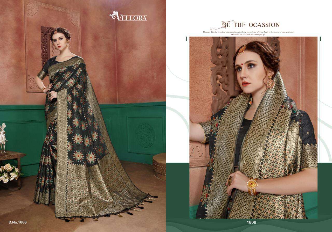 VELLORA SAREES VOL-8 BY VELLORA 1801 TO 1807 SERIES INDIAN TRADITIONAL WEAR COLLECTION BEAUTIFUL STYLISH FANCY COLORFUL PARTY WEAR & OCCASIONAL WEAR BANARASI COTTON SILK SAREES AT WHOLESALE PRICE
