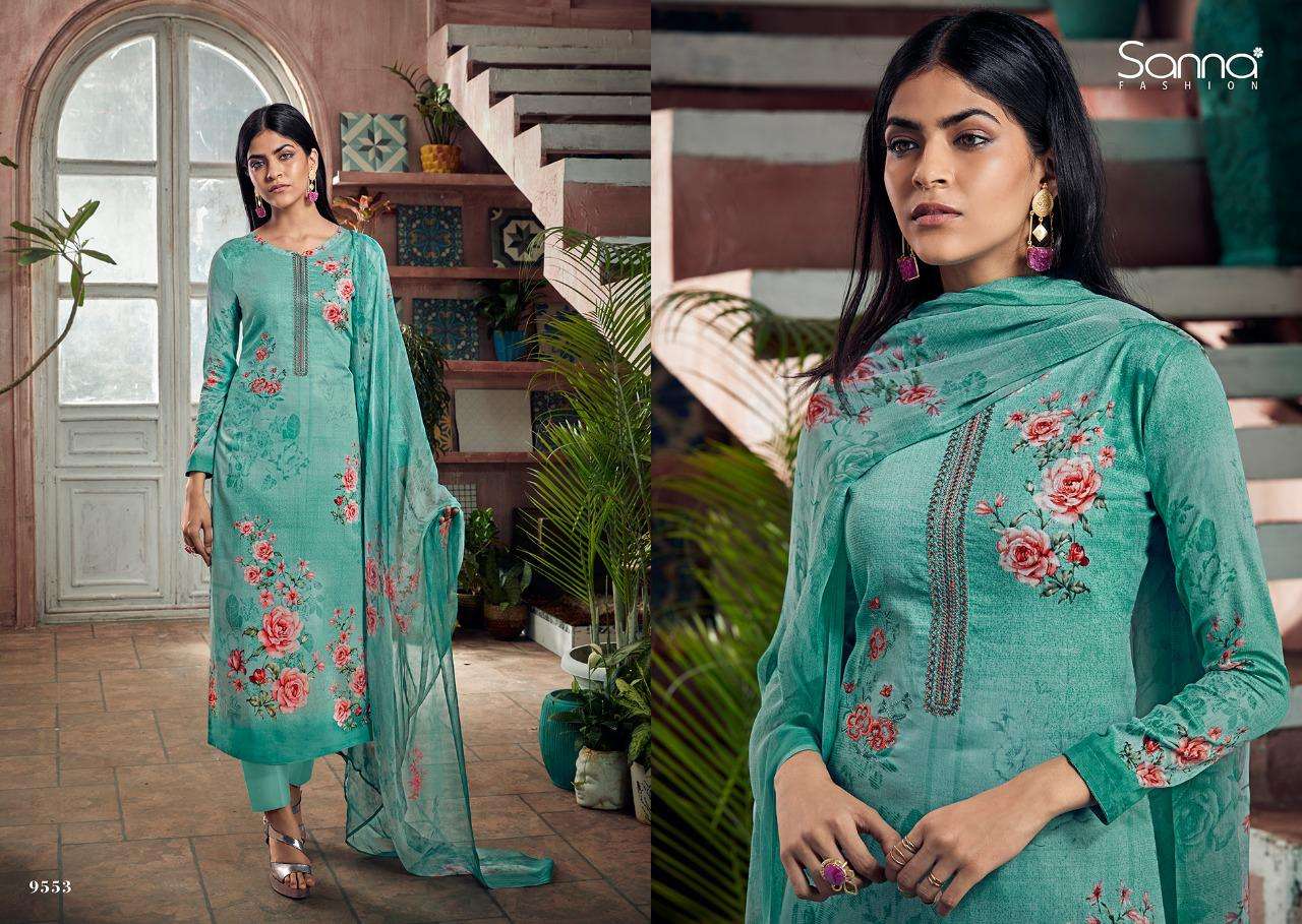 NEERJA BY SANNA FASHION 9551 TO 9560 SERIES BEAUTIFUL SUITS STYLISH FANCY COLORFUL PARTY WEAR & OCCASIONAL WEAR PURE JAM COTTON SILK PRINTED WITH EMBROIDERED DRESSES AT WHOLESALE PRICE