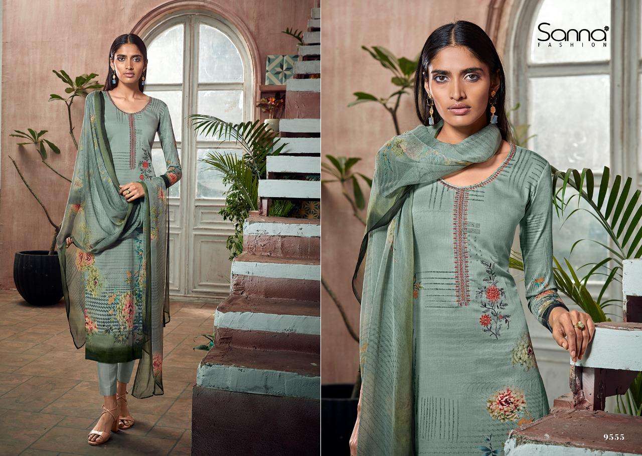 NEERJA BY SANNA FASHION 9551 TO 9560 SERIES BEAUTIFUL SUITS STYLISH FANCY COLORFUL PARTY WEAR & OCCASIONAL WEAR PURE JAM COTTON SILK PRINTED WITH EMBROIDERED DRESSES AT WHOLESALE PRICE
