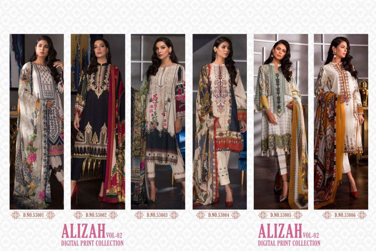 ALIZAH VOL-2 BY CYRA FASHION 53001 TO 53006 SERIES BEAUTIFUL PAKISTANI SUITS COLORFUL STYLISH FANCY CASUAL WEAR & ETHNIC WEAR JAM COTTON DIGITAL PRINTED DRESSES AT WHOLESALE PRICE