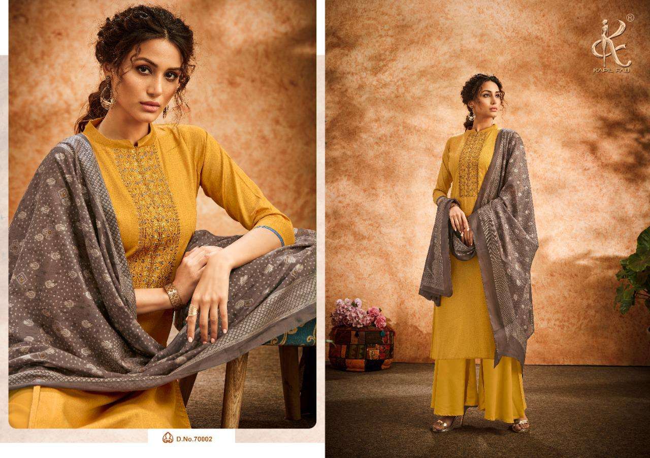 DIVAA BY KAPIL FAB 70001 TO 70007 SERIES BEAUTIFUL STYLISH SHARARA SUITS FANCY COLORFUL CASUAL WEAR & ETHNIC WEAR & READY TO WEAR PURE JAM COTTON PRINTED DRESSES AT WHOLESALE PRICE