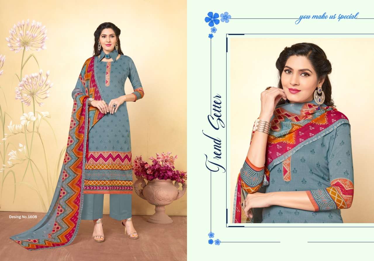 MIHIRA VOL-16 BY RITU INTERNATIONAL 1601 TO 1610 SERIES BEAUTIFUL SUITS COLORFUL STYLISH FANCY CASUAL WEAR & ETHNIC WEAR PURE GLAZE COTTON DIGITAL PRINTED DRESSES AT WHOLESALE PRICE