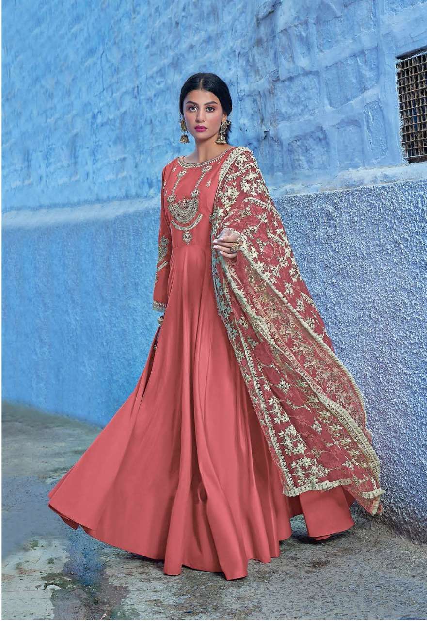 VIRASAT VOL-10 BY VIRASAT 1043 TO 1046 SERIES GOWNS COLLECTION BEAUTIFUL STYLISH FANCY COLORFUL PARTY WEAR & OCCASIONAL WEAR MUSLIN EMBROIDERY GOWNS AT WHOLESALE PRICE