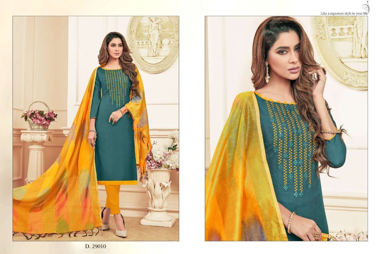 COLOURFUL VOL-3 BY RAGHAV ROYAL 29001 TO 29012 SERIES BEAUTIFUL SUITS COLORFUL STYLISH FANCY CASUAL WEAR & ETHNIC WEAR SOFT COTTON SLUB WITH EMBROIDERY DRESSES AT WHOLESALE PRICE