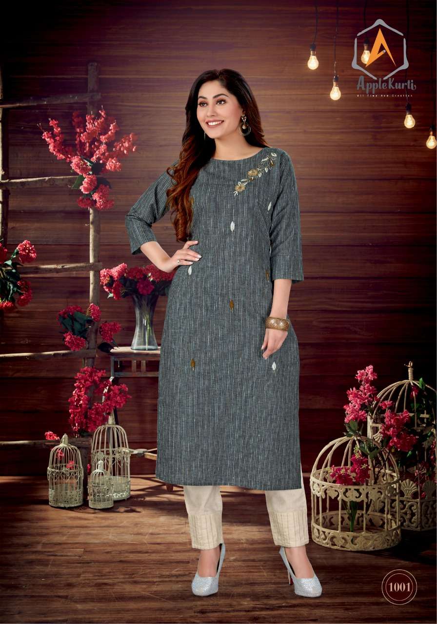 RICH LADY BY APPLE KURTI 1001 TO 1004 SERIES BEAUTIFUL COLORFUL STYLISH FANCY CASUAL WEAR & ETHNIC WEAR & READY TO WEAR COTTON FLEX KURTIS AT WHOLESALE PRICE