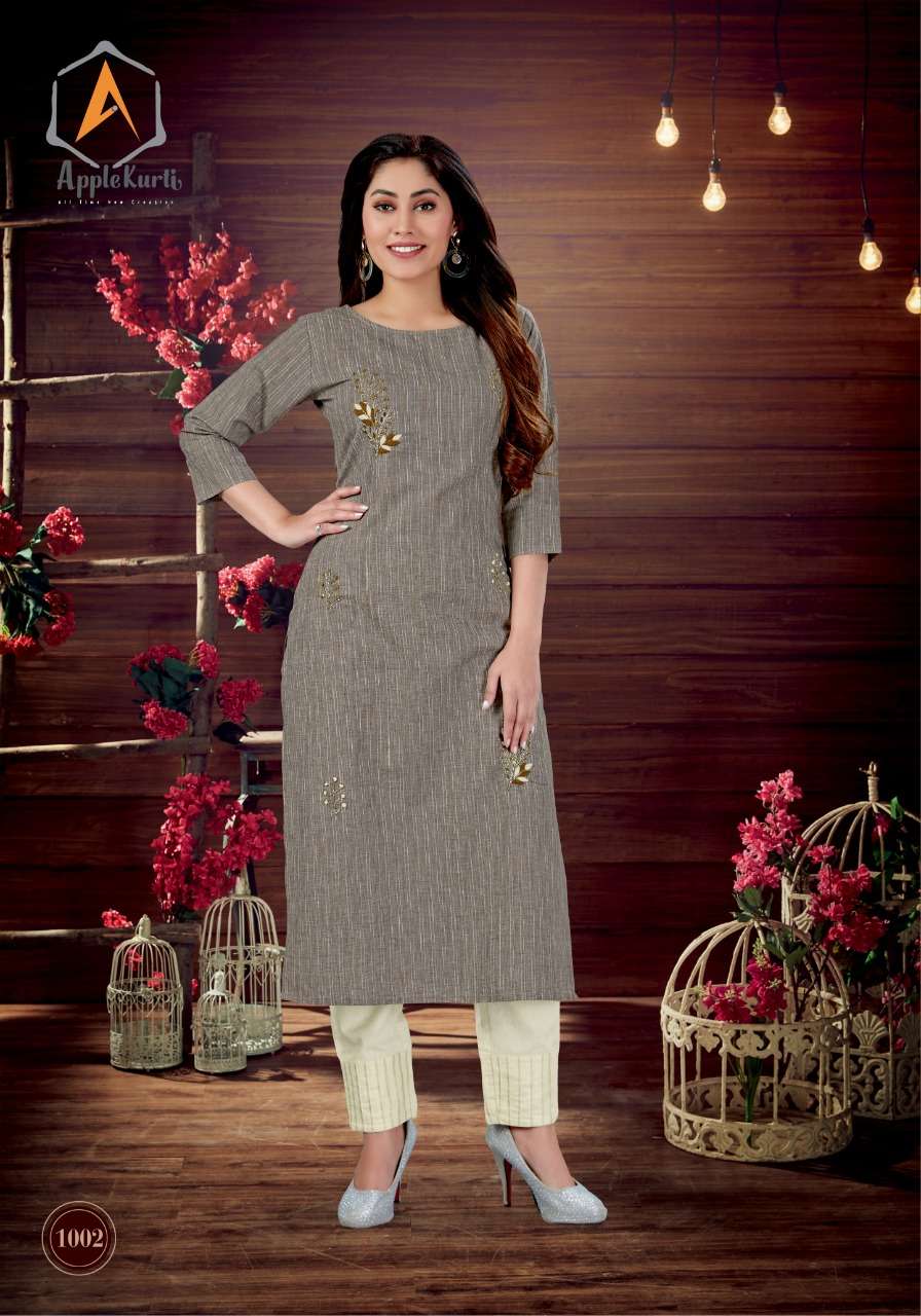 RICH LADY BY APPLE KURTI 1001 TO 1004 SERIES BEAUTIFUL COLORFUL STYLISH FANCY CASUAL WEAR & ETHNIC WEAR & READY TO WEAR COTTON FLEX KURTIS AT WHOLESALE PRICE