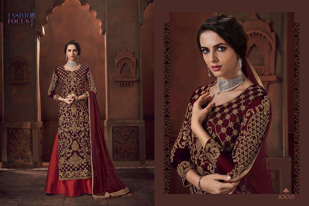 CRYSTALINE BY SYBELLA CREATION 1001 TO 1005 SERIES DESIGNER ANARKALI SUITS COLLECTION BEAUTIFUL STYLISH FANCY COLORFUL PARTY WEAR & OCCASIONAL WEAR HEAVY NET/VELVET EMBROIDERED DRESSES AT WHOLESALE PRICE