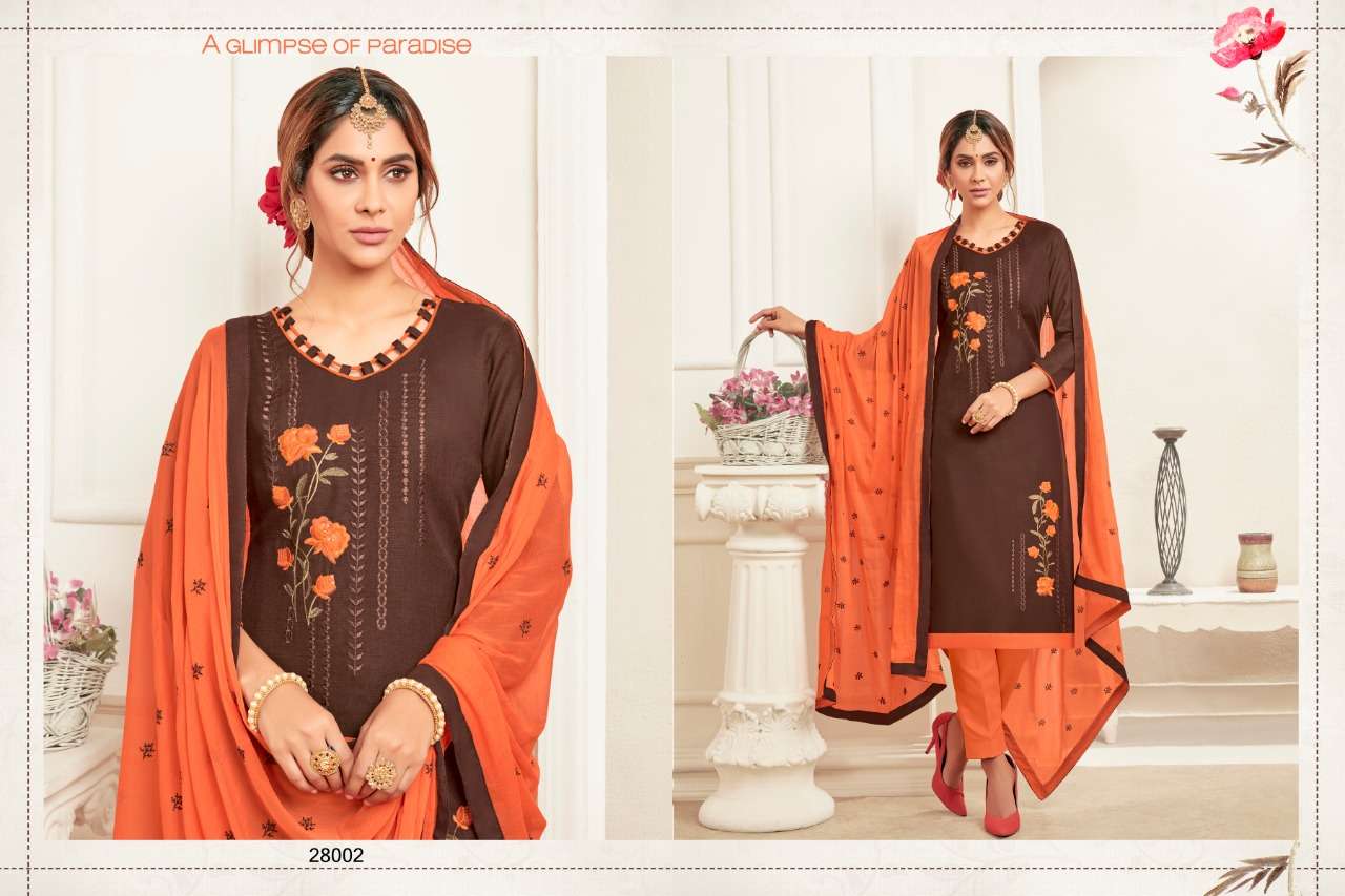 KESARI VOL-2 BY RAGHAV ROYAL 28001 TO 28012 SERIES BEAUTIFUL SUITS STYLISH FANCY COLORFUL PARTY WEAR & OCCASIONAL WEAR PURE SOFT COTTON SLUB WITH FANCY WORK DRESSES AT WHOLESALE PRICE