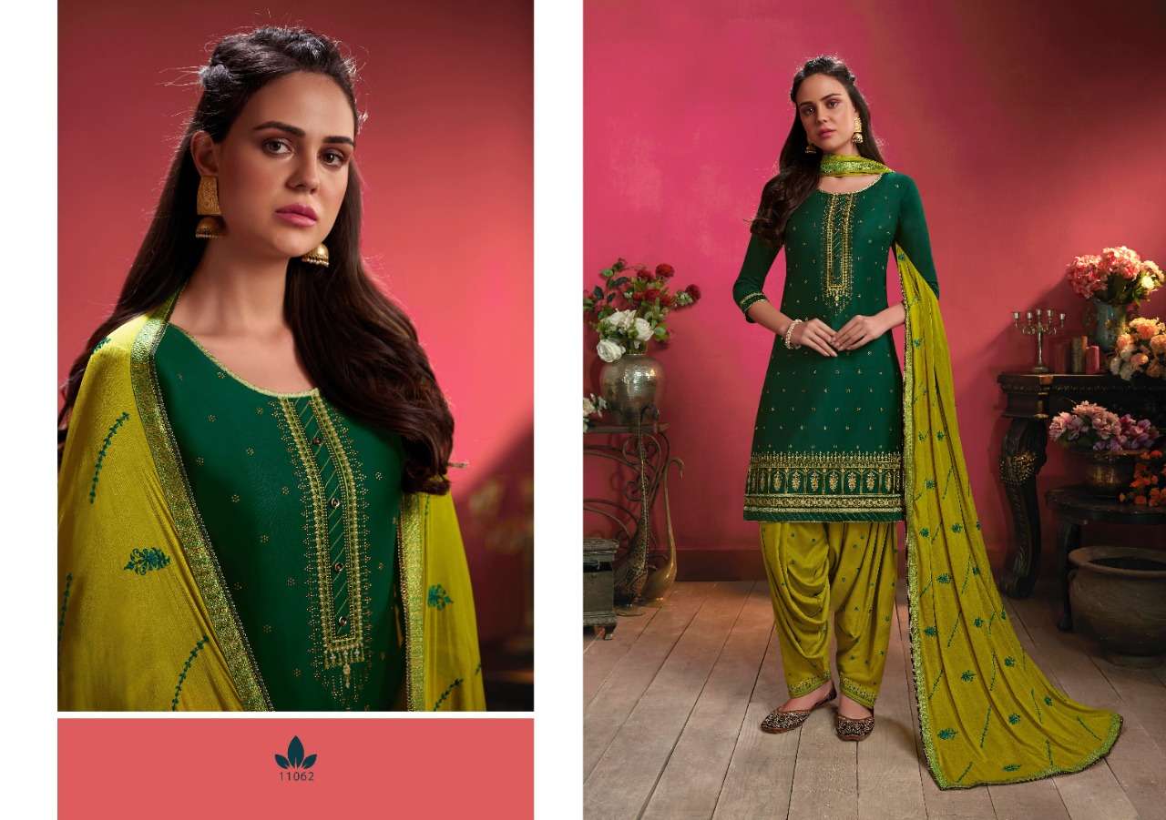 FASHION OF PATIALA VOL-26 BY KALAROOP 11061 TO 11070 SERIES DESIGNER PATIYALA SUITS BEAUTIFUL FANCY COLORFUL STYLISH PARTY WEAR & ETHNIC WEAR COTTON SATIN WITH EMBROIDERY DRESSES AT WHOLESALE PRICE