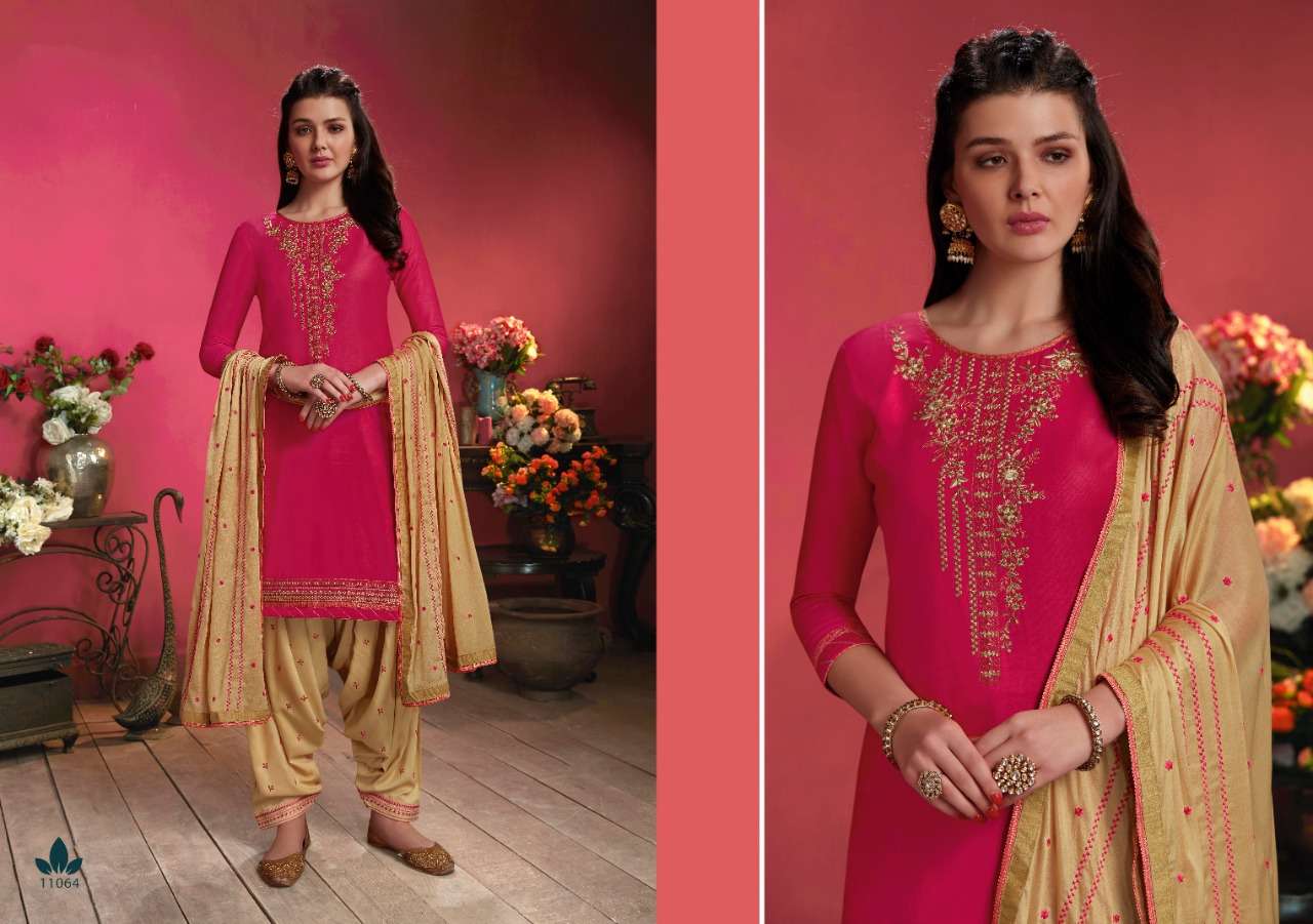 FASHION OF PATIALA VOL-26 BY KALAROOP 11061 TO 11070 SERIES DESIGNER PATIYALA SUITS BEAUTIFUL FANCY COLORFUL STYLISH PARTY WEAR & ETHNIC WEAR COTTON SATIN WITH EMBROIDERY DRESSES AT WHOLESALE PRICE