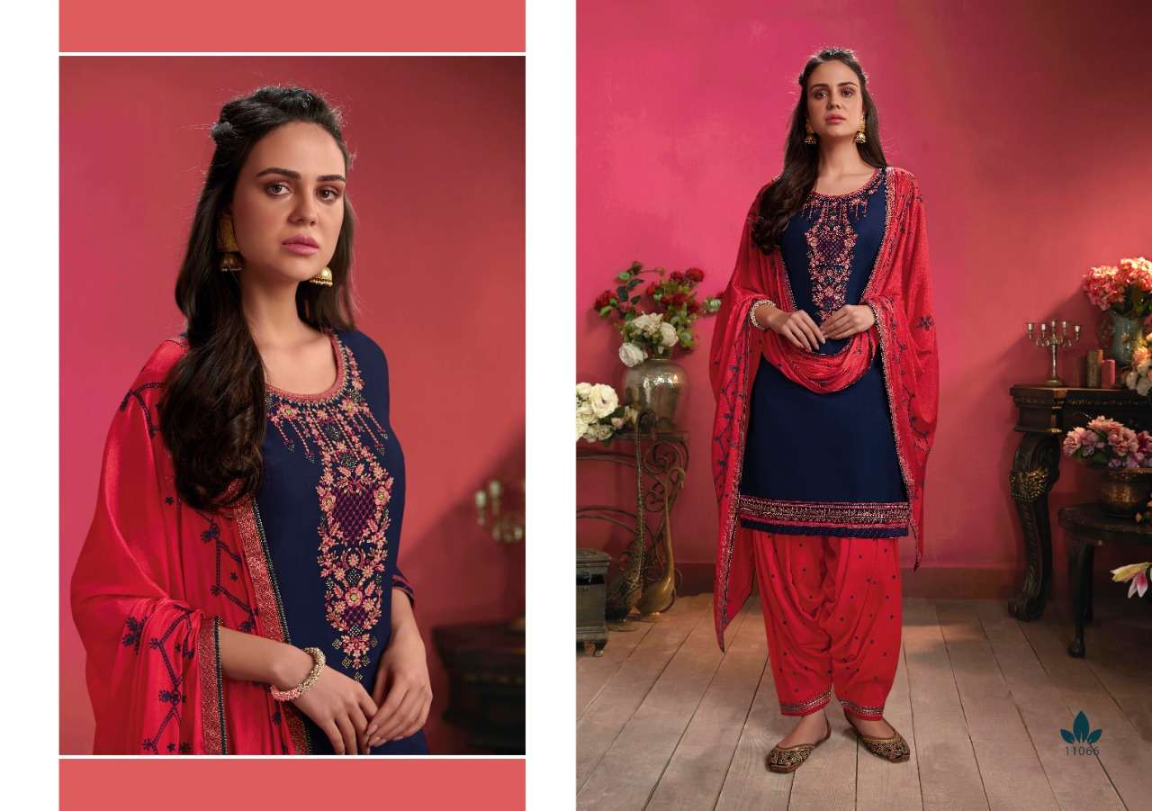 FASHION OF PATIALA VOL-26 BY KALAROOP 11061 TO 11070 SERIES DESIGNER PATIYALA SUITS BEAUTIFUL FANCY COLORFUL STYLISH PARTY WEAR & ETHNIC WEAR COTTON SATIN WITH EMBROIDERY DRESSES AT WHOLESALE PRICE