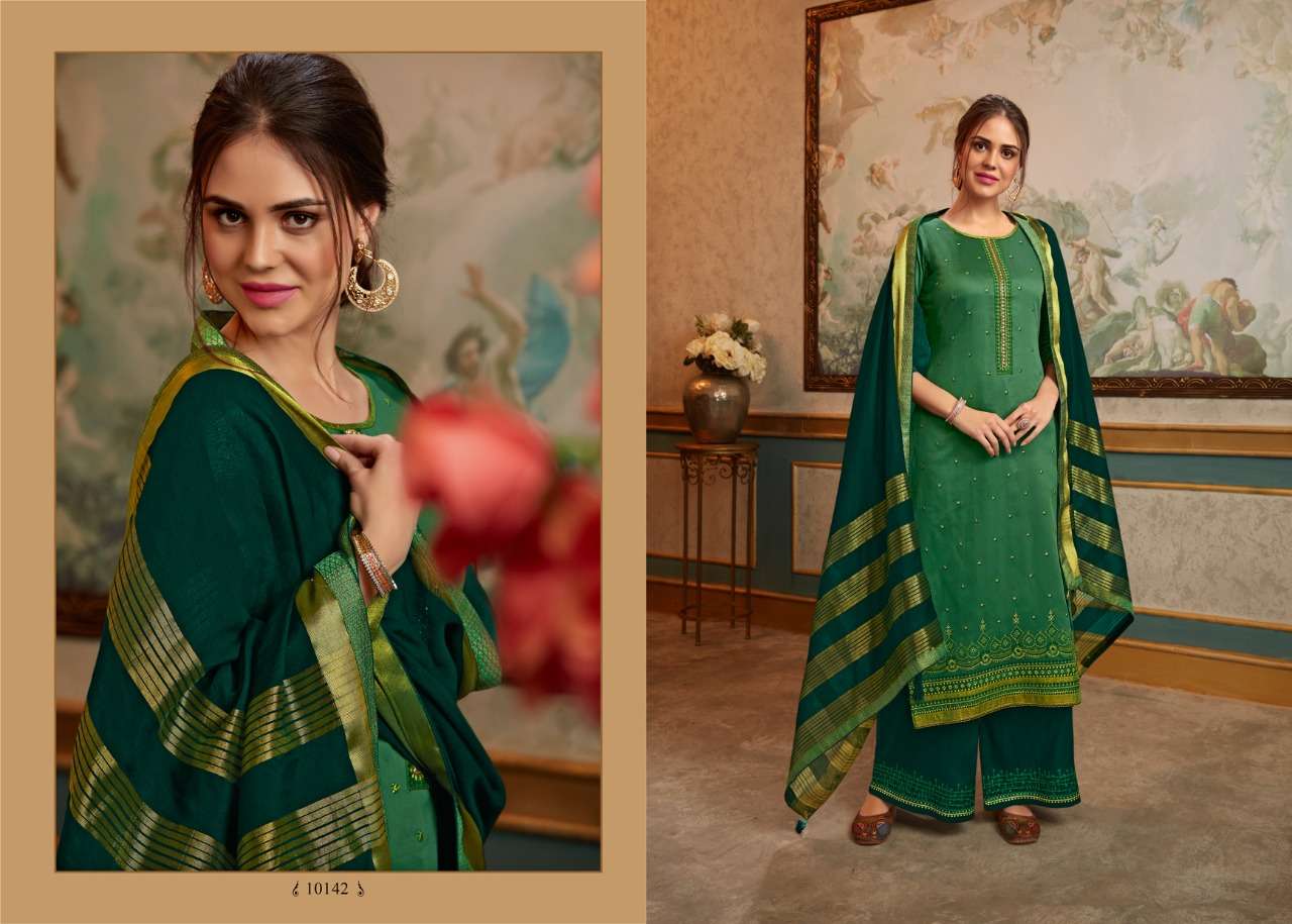SHARNAI BY RAMAIYA 10111 TO 10118 SERIES BEAUTIFUL SUITS STYLISH FANCY COLORFUL PARTY WEAR & OCCASIONAL WEAR JAM SILK WITH DAMAN WORK DRESSES AT WHOLESALE PRICE