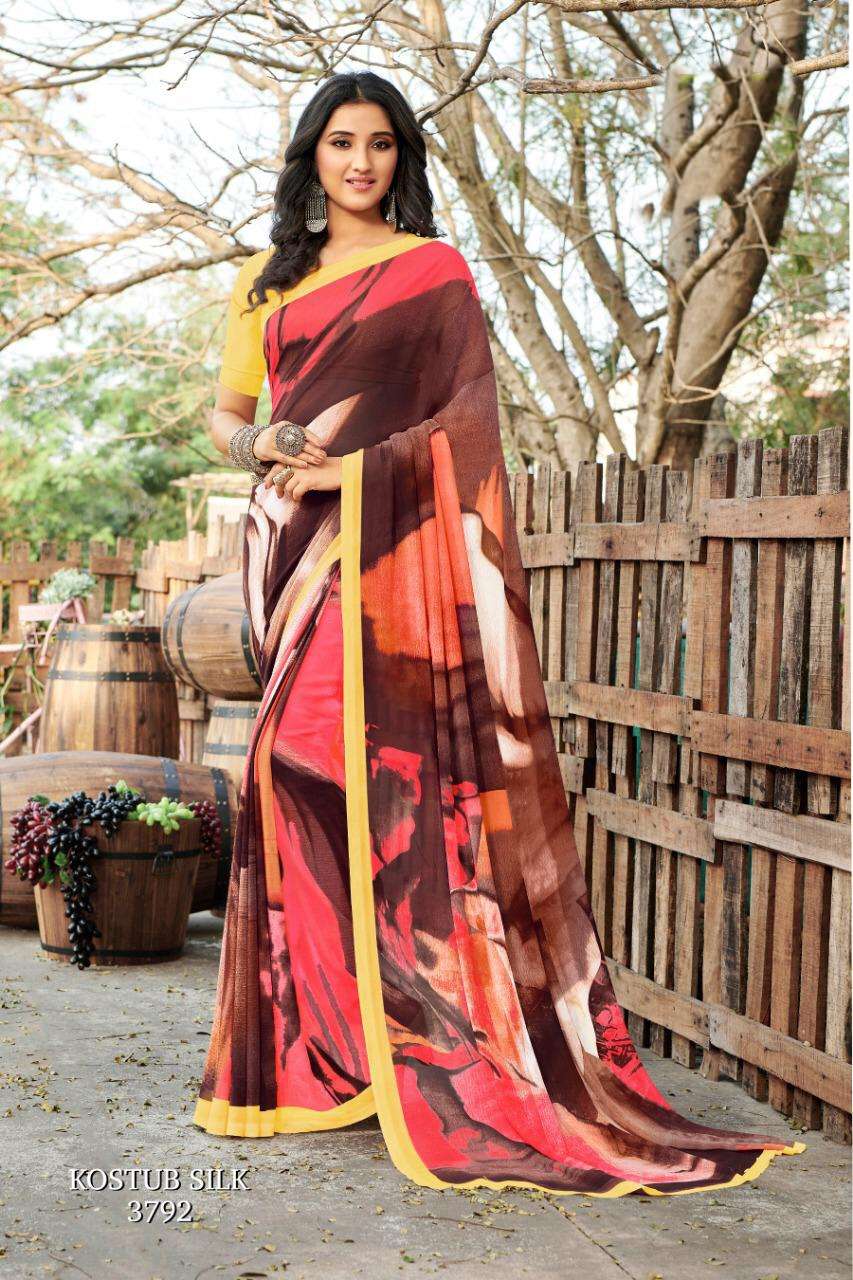 KOSTUB VOL-15 BY SEYMORE PRINT 3777 TO 3804 SERIES INDIAN TRADITIONAL WEAR COLLECTION BEAUTIFUL STYLISH FANCY COLORFUL PARTY WEAR & OCCASIONAL WEAR CREPE PRINTED SAREES AT WHOLESALE PRICE