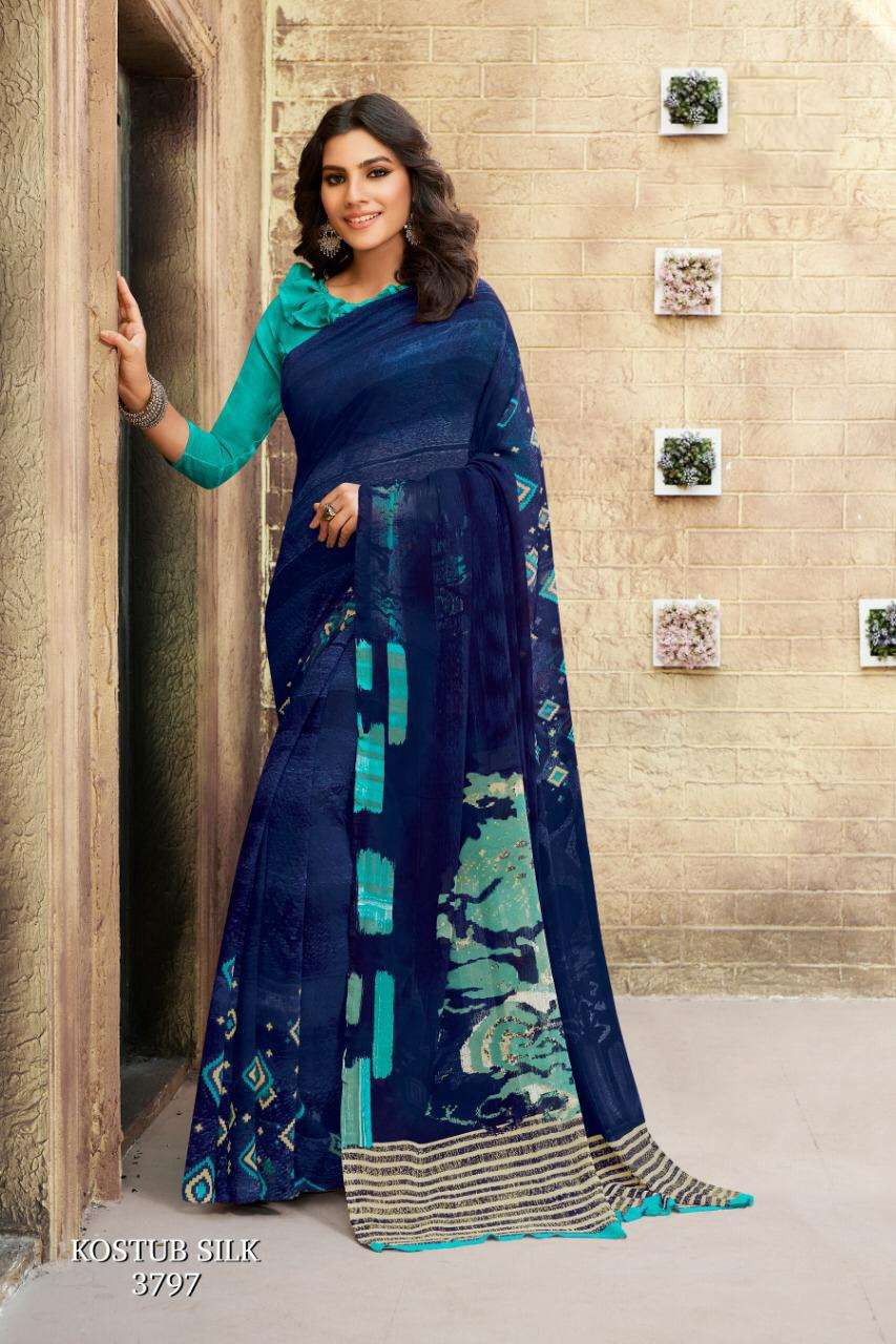 KOSTUB VOL-15 BY SEYMORE PRINT 3777 TO 3804 SERIES INDIAN TRADITIONAL WEAR COLLECTION BEAUTIFUL STYLISH FANCY COLORFUL PARTY WEAR & OCCASIONAL WEAR CREPE PRINTED SAREES AT WHOLESALE PRICE