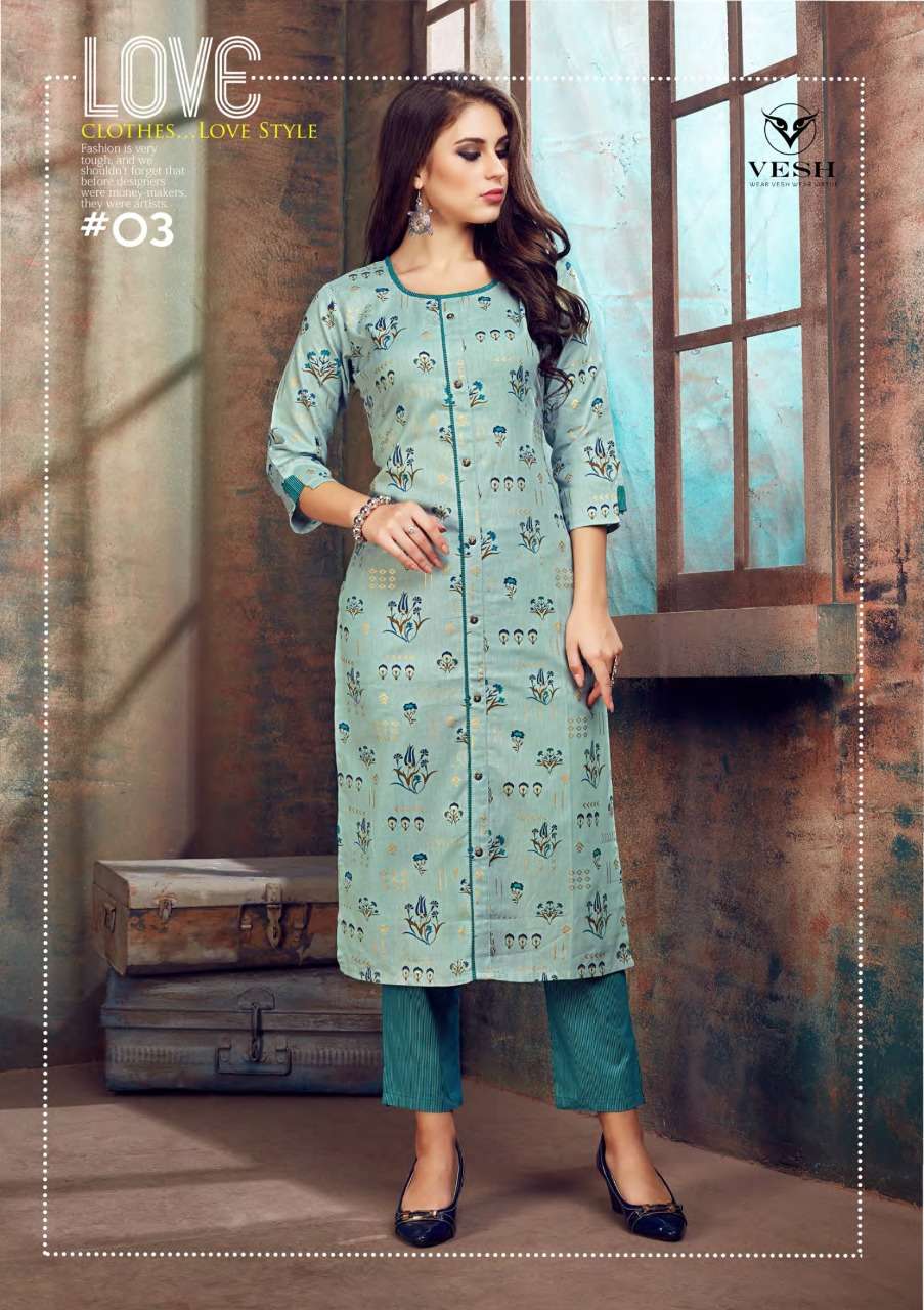 VERINICA BY VESH 01 TO 08 SERIES STYLISH FANCY BEAUTIFUL COLORFUL CASUAL WEAR & ETHNIC WEAR RAYON FLEX PRINTED KURTIS WITH BOTTOM AT WHOLESALE PRICE