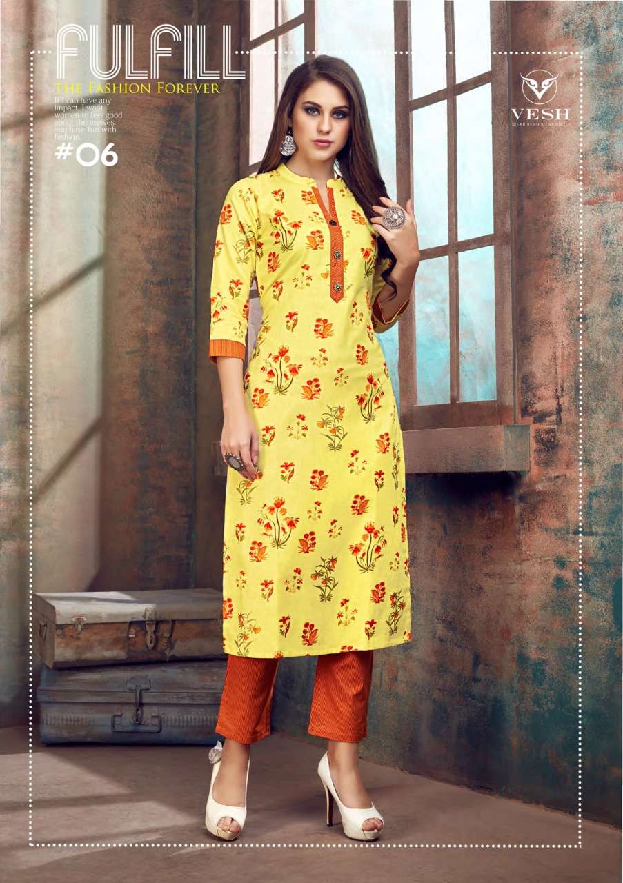 VERINICA BY VESH 01 TO 08 SERIES STYLISH FANCY BEAUTIFUL COLORFUL CASUAL WEAR & ETHNIC WEAR RAYON FLEX PRINTED KURTIS WITH BOTTOM AT WHOLESALE PRICE