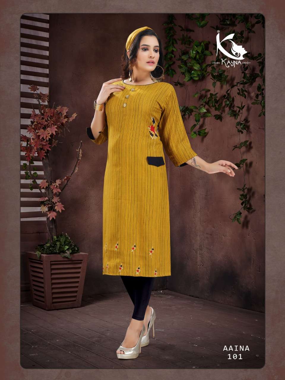 AAINA VOL-1 BY KAYNA 101 TO 108 SERIES BEAUTIFUL STYLISH FANCY COLORFUL CASUAL WEAR & ETHNIC WEAR & READY TO WEAR HEAVY RAYON EMBROIDERY KURTIS AT WHOLESALE PRICE