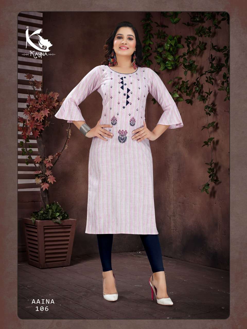 AAINA VOL-1 BY KAYNA 101 TO 108 SERIES BEAUTIFUL STYLISH FANCY COLORFUL CASUAL WEAR & ETHNIC WEAR & READY TO WEAR HEAVY RAYON EMBROIDERY KURTIS AT WHOLESALE PRICE