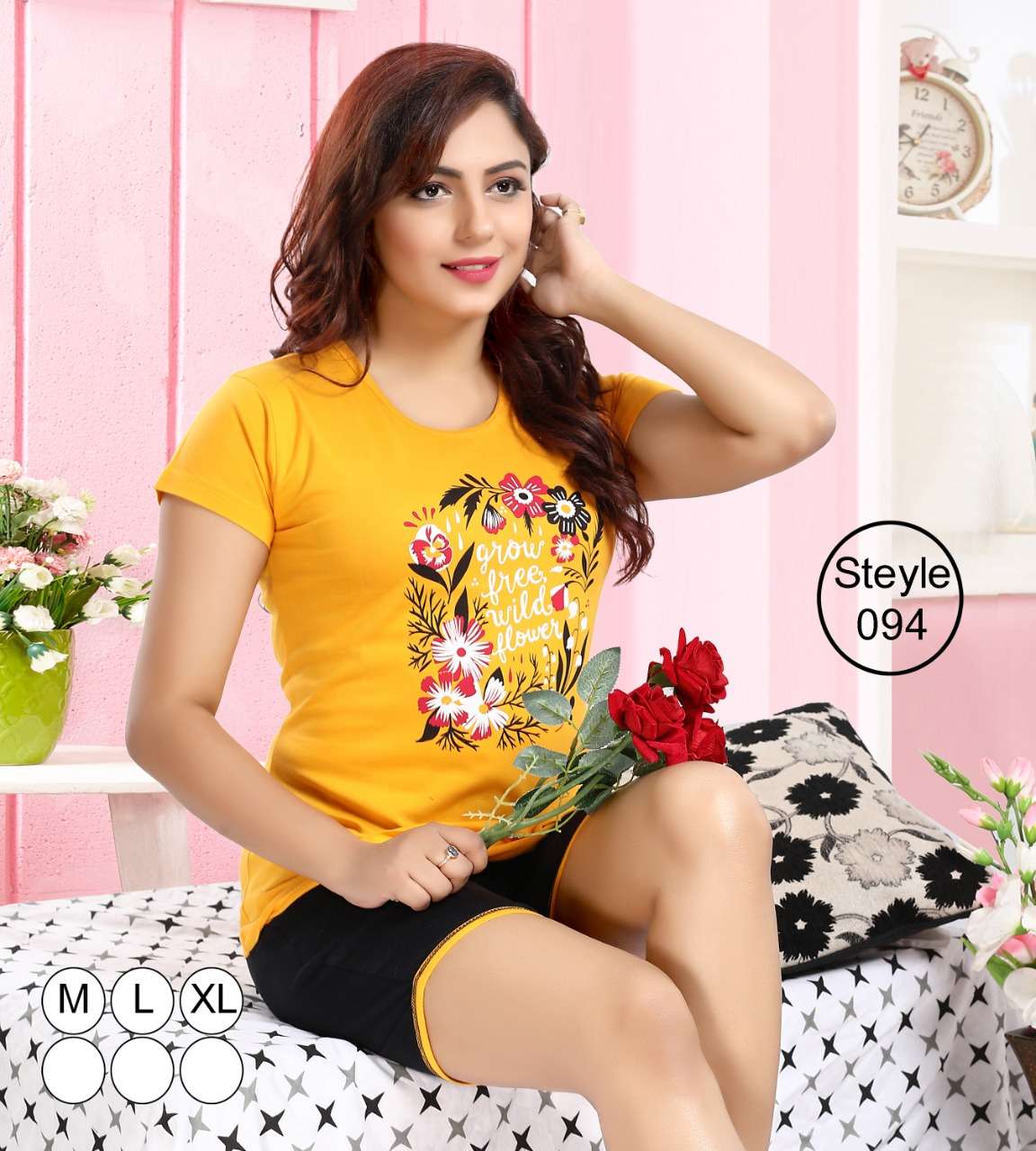 BARMUDA VOL-18 BY KAAMIRI 088 TO 105 SERIES BEAUTIFUL STYLISH FANCY COLORFUL CASUAL WEAR & ETHNIC WEAR COTTON STICKER TSHIRT WITH SHORTS AT WHOLESALE PRICE