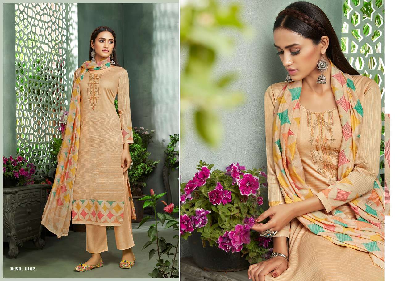 ALVINA BY LAXMIMAYA SILK MILLS 1178 TO 1187 SERIES BEAUTIFUL STYLISH SHARARA SUITS FANCY COLORFUL CASUAL WEAR & ETHNIC WEAR & READY TO WEAR PURE JAM DIGITAL PRINTED WITH EMBROIDERY DRESSES AT WHOLESALE PRICE