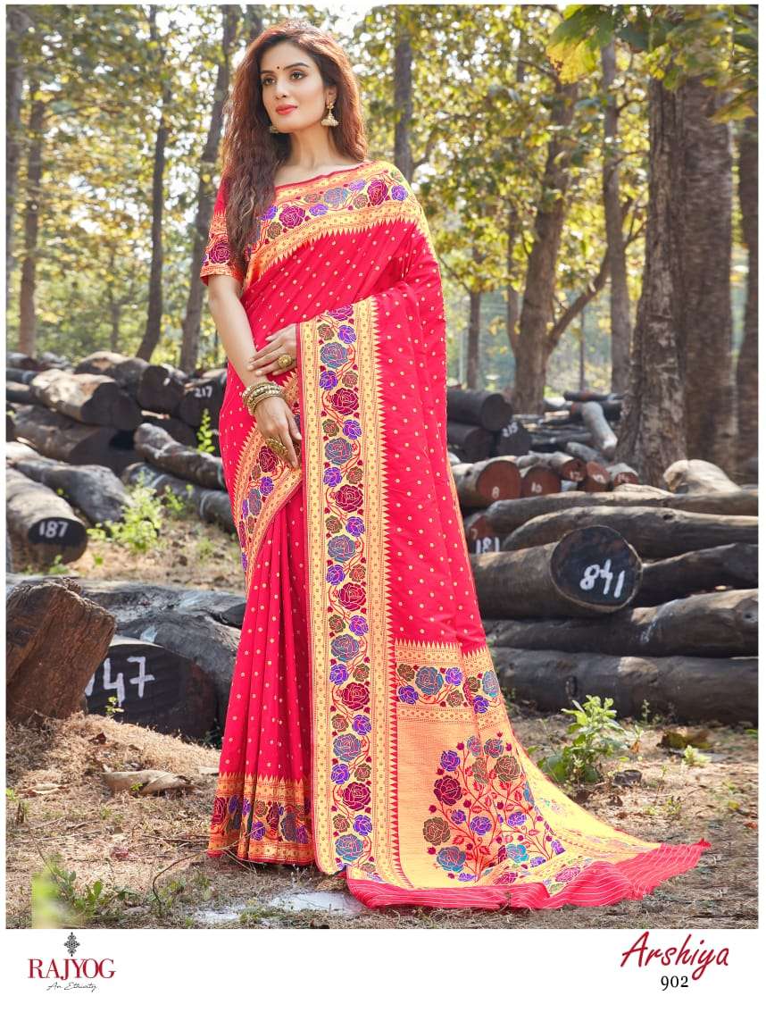 ARSHIYA SILK BY RAJ YOG 901 TO 904 SERIES INDIAN TRADITIONAL WEAR COLLECTION BEAUTIFUL STYLISH FANCY COLORFUL PARTY WEAR & OCCASIONAL WEAR PURE PAITHINI  SILK SAREES AT WHOLESALE PRICE