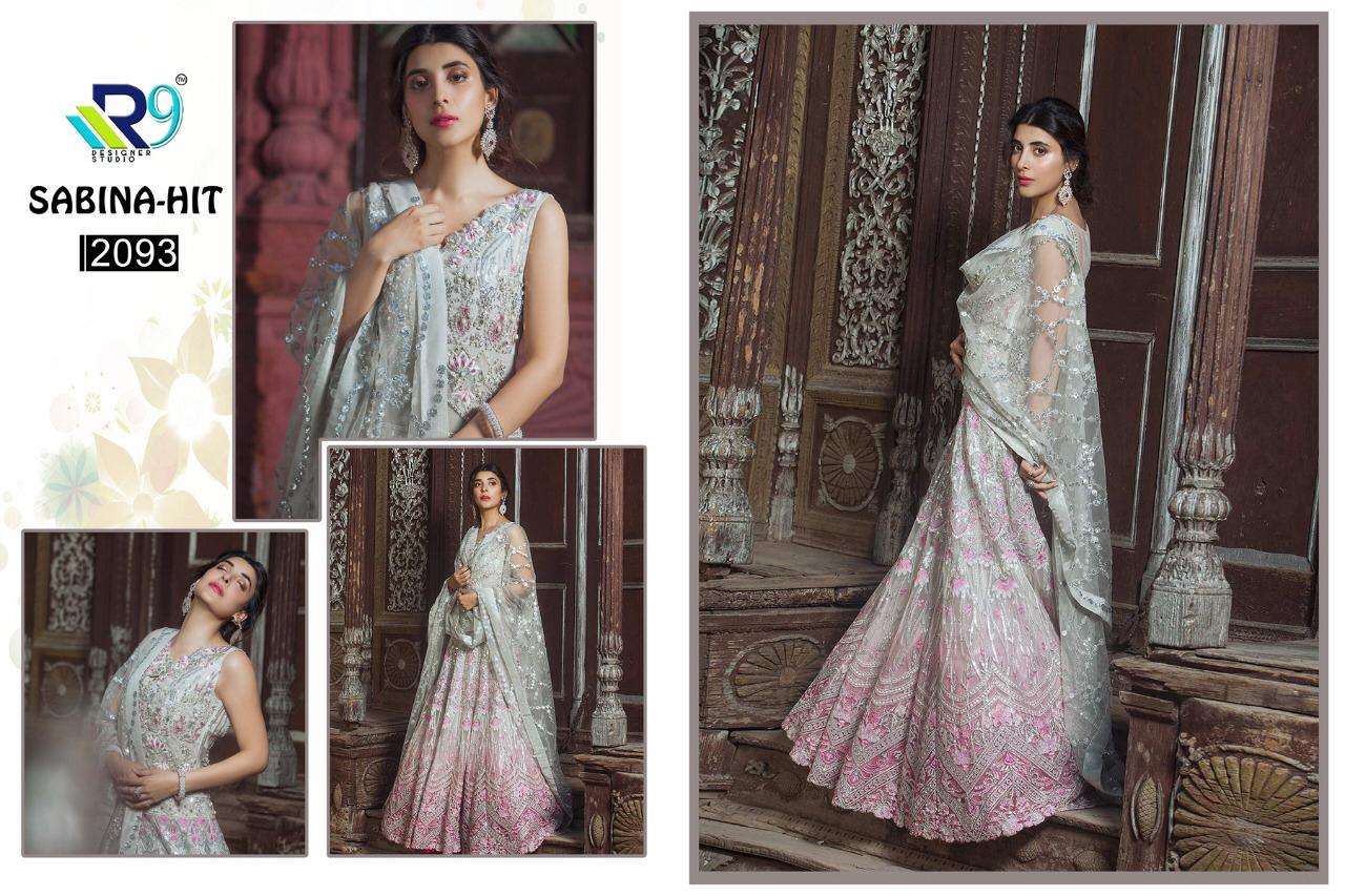 SABINA HIT BY R9 2092 TO 2094 SERIES DESIGNER SUITS BEAUTIFUL STYLISH FANCY COLORFUL PARTY WEAR & ETHNIC WEAR GEORGETTE/NET/ORGANZA WITH EMBROIDERY WORK DRESSES AT WHOLESALE PRICE
