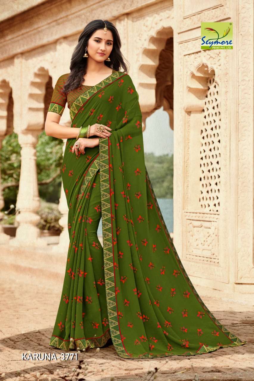 KARUNA VOL-3B BY SEYMORE PRINTS 3767 TO 3776 SERIES INDIAN TRADITIONAL WEAR COLLECTION BEAUTIFUL STYLISH FANCY COLORFUL PARTY WEAR & OCCASIONAL WEAR GEORGETTE PRINTED SAREES AT WHOLESALE PRICE