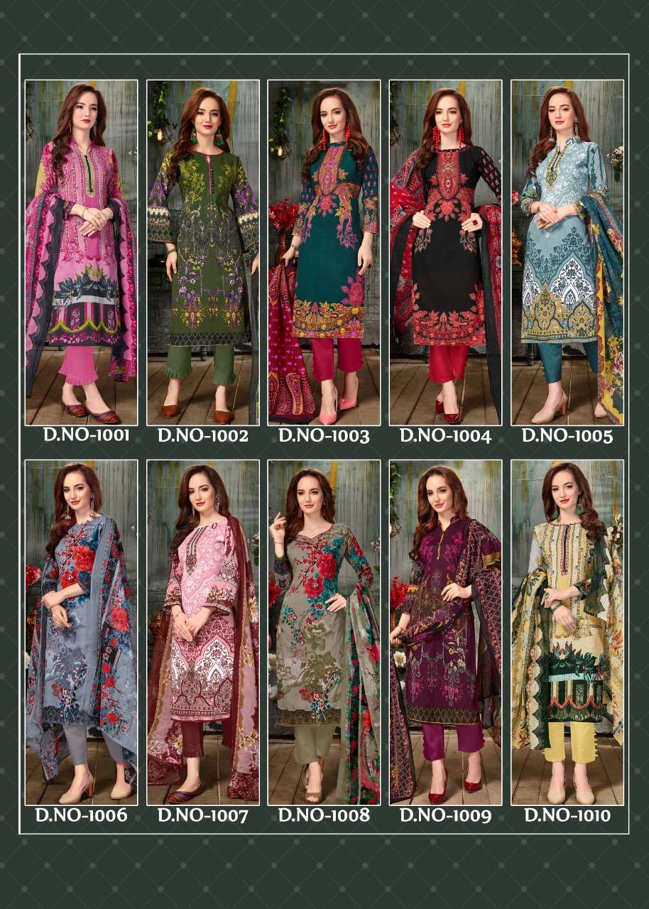 AAGHAAZ BY FARIYAS LAWN 1001 TO 1010 SERIES DESIGNER SUITS BEAUTIFUL FANCY COLORFUL STYLISH PARTY WEAR & OCCASIONAL WEAR PURE LAWN COTTON PRINTED DRESSES AT WHOLESALE PRICE