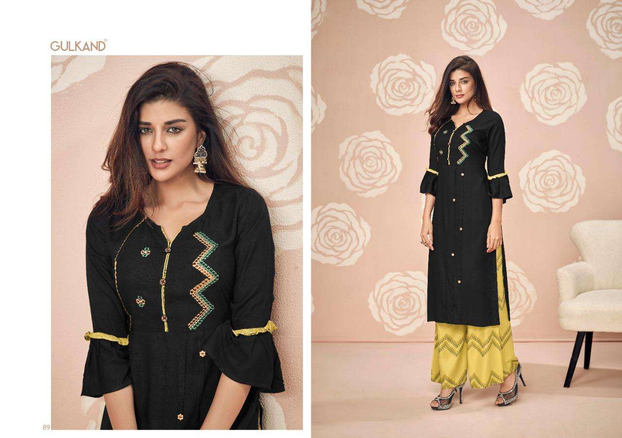 KITAB VOL-4 BY GULKAND 83 TO 90 SERIES STYLISH FANCY BEAUTIFUL COLORFUL CASUAL WEAR & ETHNIC WEAR RAYON SLUB KURTIS WITH BOTTOM AT WHOLESALE PRICE