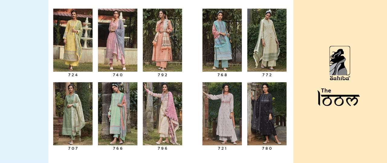 THE LOOM BY SAHIBA 724 TO 796 SERIES BEAUTIFUL SUITS STYLISH FANCY COLORFUL PARTY WEAR