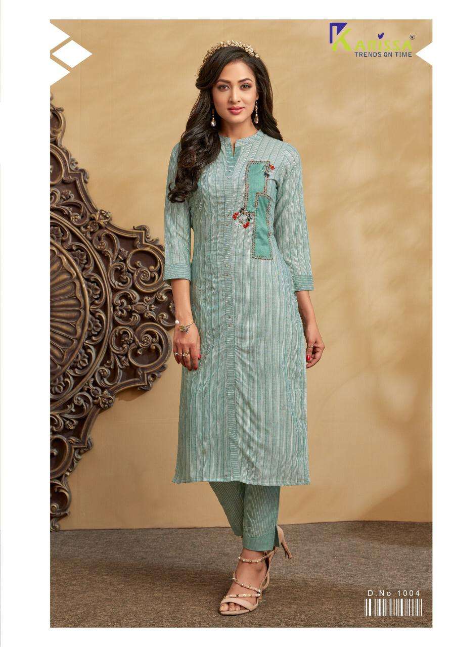 SANGINI BY KARISSA 1001 TO 1006 SERIES STYLISH FANCY BEAUTIFUL COLORFUL CASUAL WEAR & ETHNIC WEAR ARABIC SILVER COTTON KURTIS AT WHOLESALE PRICE