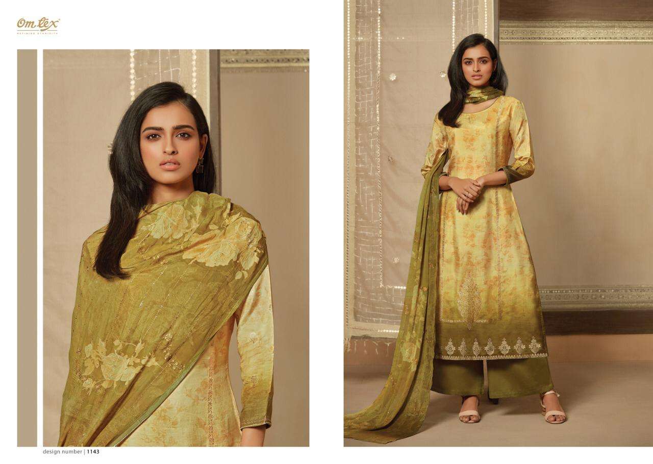 ADVIKA BY OM TEX 1141 TO 1146 SERIES BEAUTIFUL SUITS STYLISH FANCY COLORFUL PARTY WEAR & OCCASIONAL WEAR BANARASI JACQUARD DIGITAL PRINTED DRESSES AT WHOLESALE PRICE