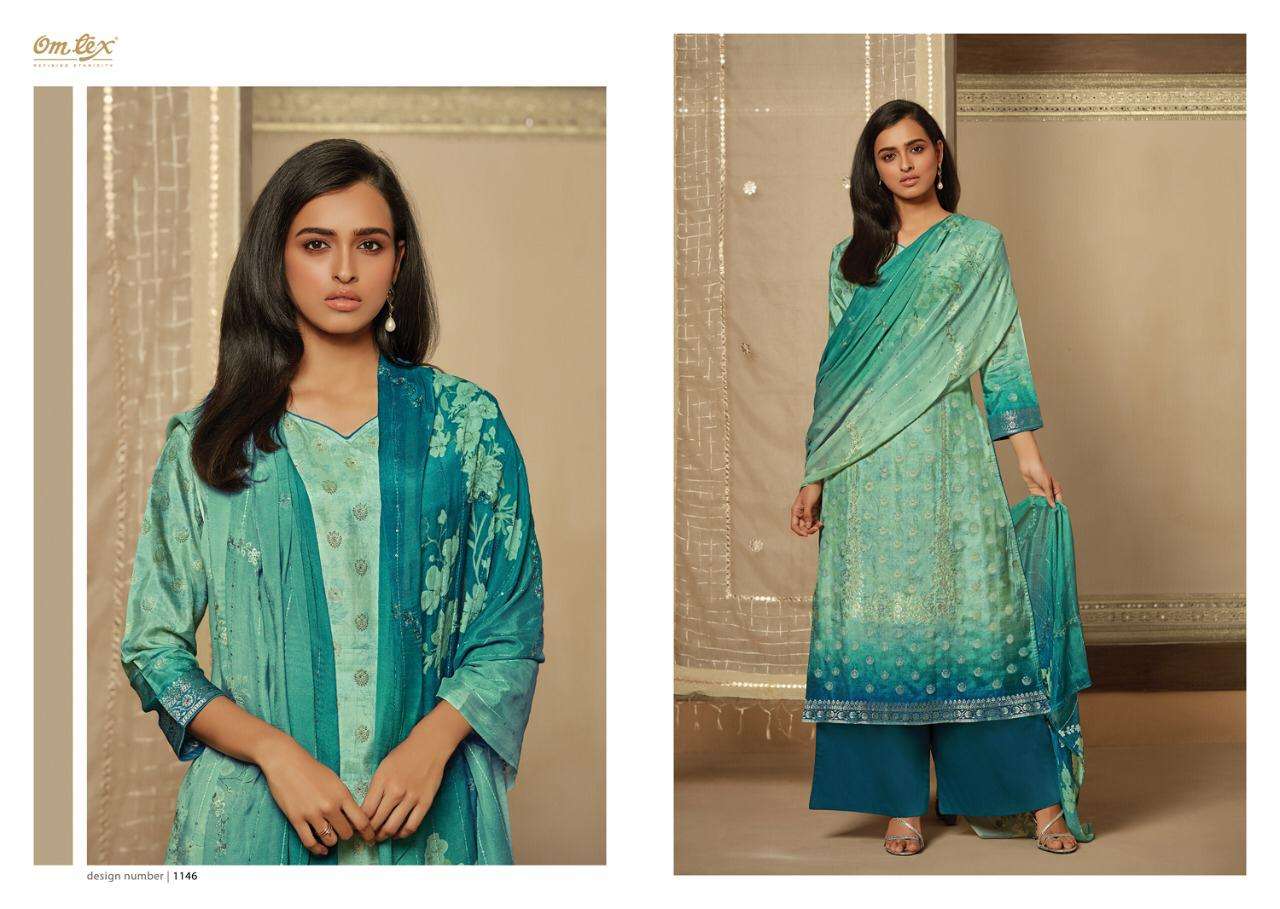 ADVIKA BY OM TEX 1141 TO 1146 SERIES BEAUTIFUL SUITS STYLISH FANCY COLORFUL PARTY WEAR & OCCASIONAL WEAR BANARASI JACQUARD DIGITAL PRINTED DRESSES AT WHOLESALE PRICE