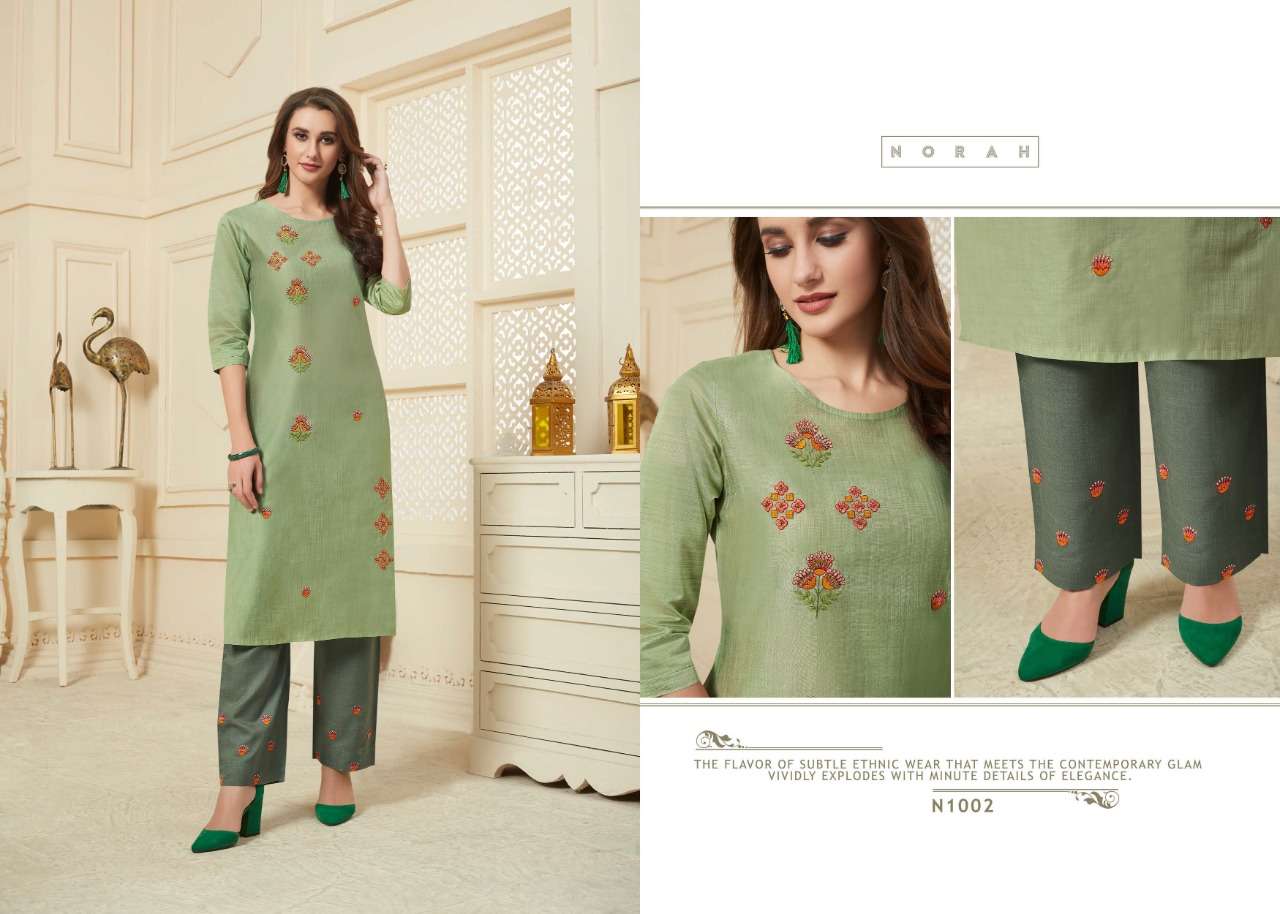 NYRA BY NEHA FASHION 1001 TO 1006 SERIES STYLISH FANCY BEAUTIFUL COLORFUL CASUAL WEAR & ETHNIC WEAR SILK SLUB TWO TONE EMBROIDERED KURTIS WITH BOTTOM AT WHOLESALE PRICE